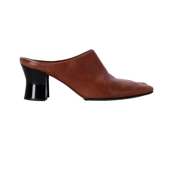 Pre Loved The Row Vintage Leather Mules Women brown | ochre Mid Heels - Picture 2 of 8